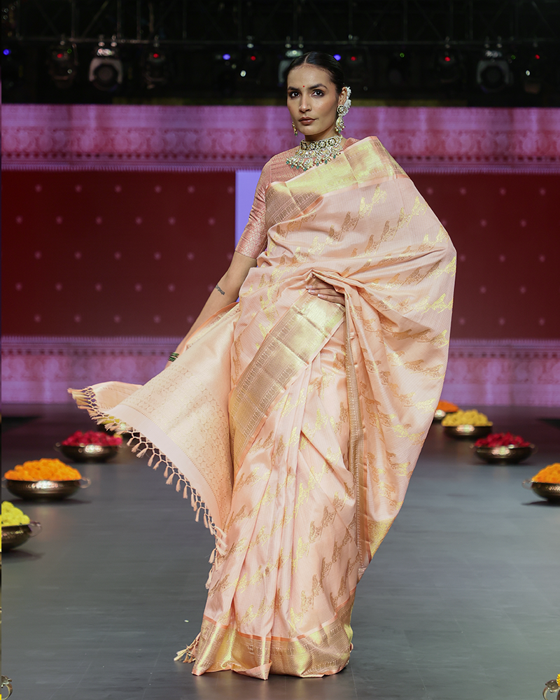 Peach and Gold Kanjivaram Saree