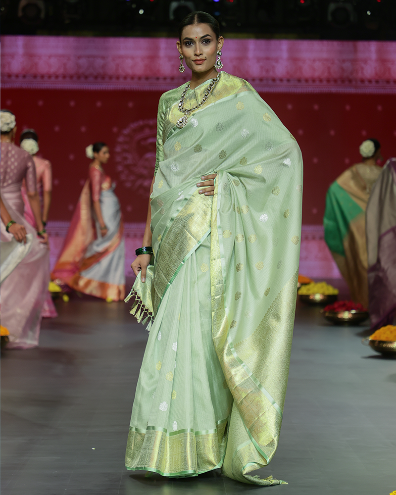 Pista Green Kota Kanjivaram Saree
