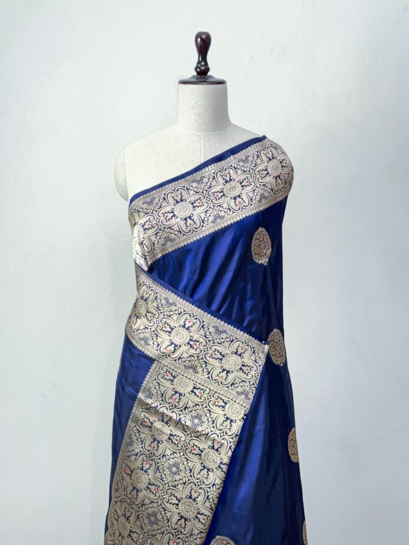 Sapphire Blue Banarasi Silk Saree