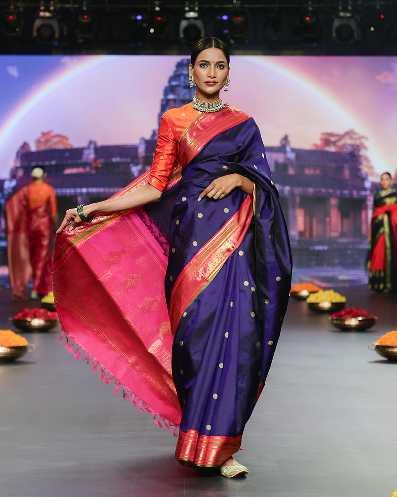 Purple Blue Kanjivaram Saree