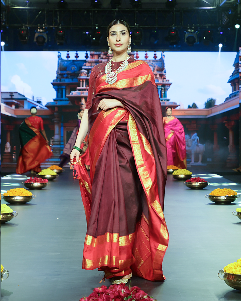 Maroon and Red Kanjivaram Saree