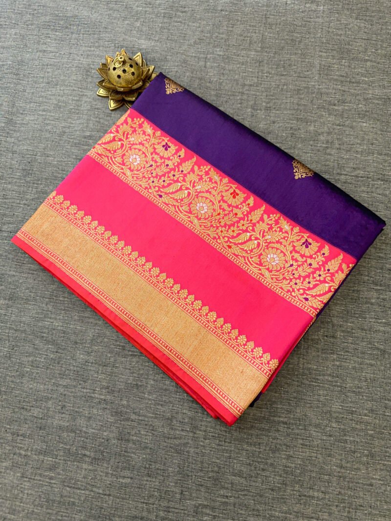 Purple and Red Banarasi Silk Saree - Image 4