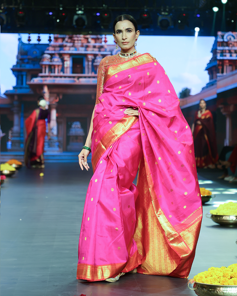 Pink & Red Kanjeevaram Saree