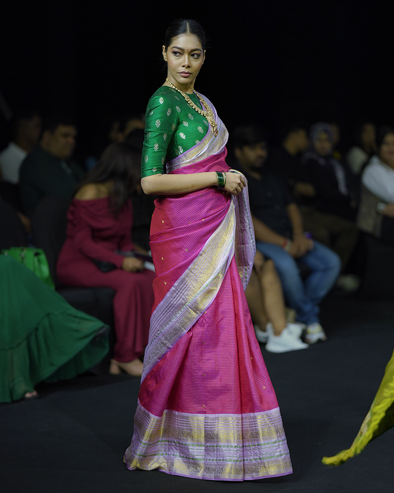 Pink and Green Kanjivaram Saree
