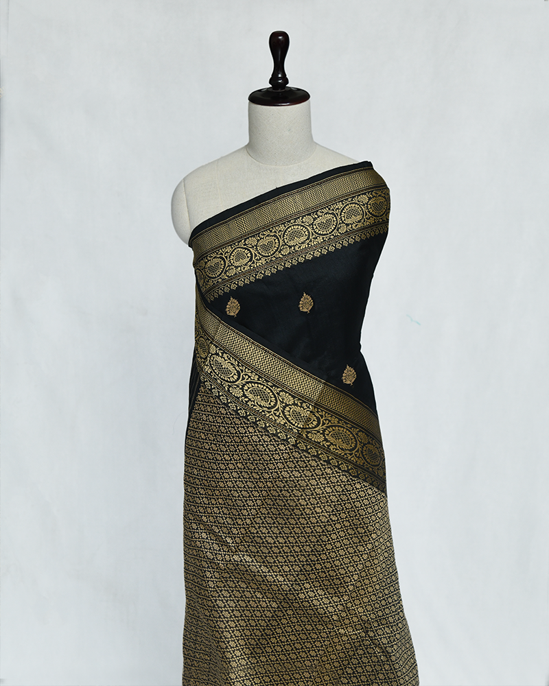 Royal Black Zari Saree