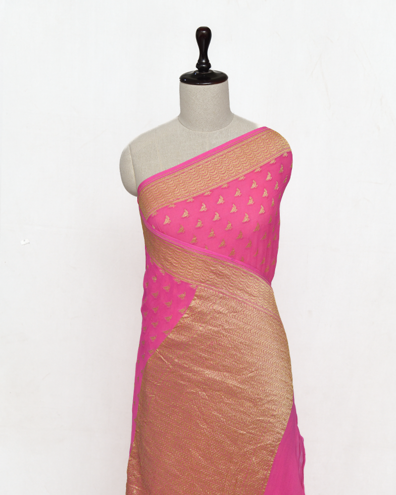 Bright Pink Banarasi Saree