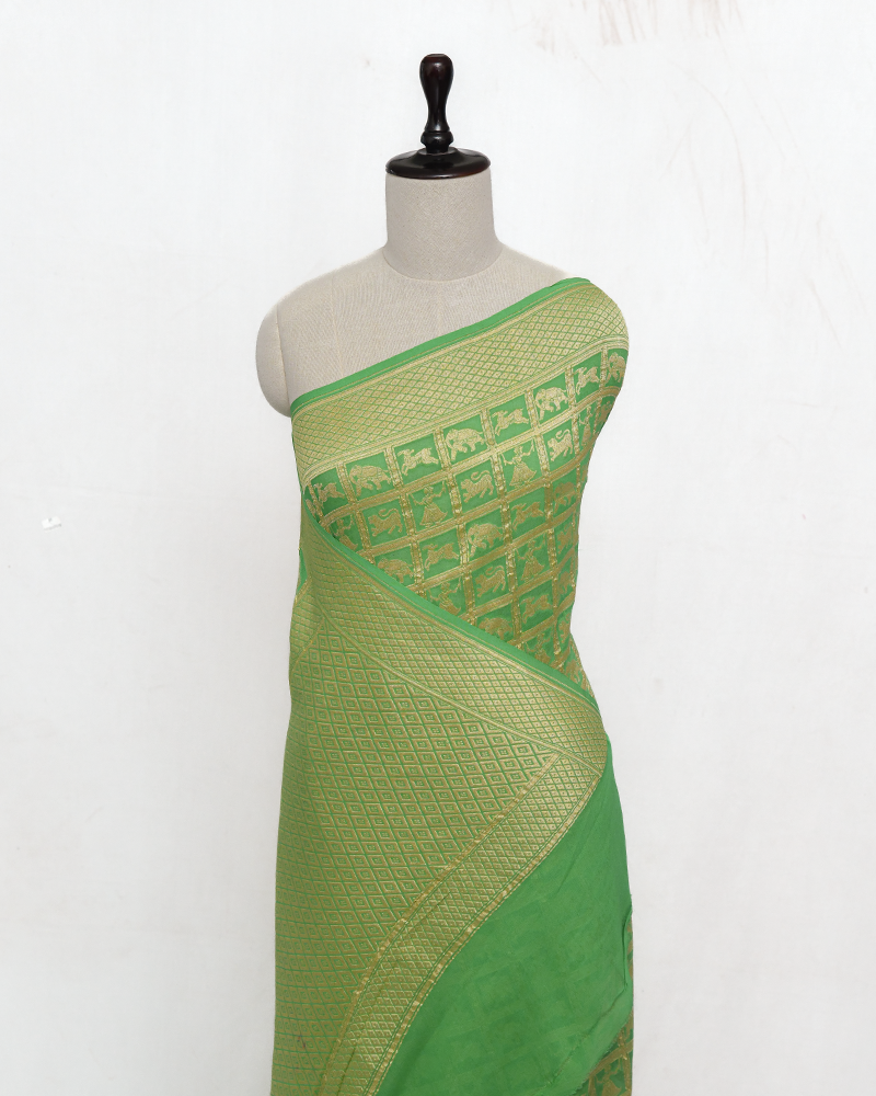 Lime Green Banarasi Saree