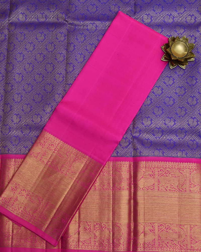 Pink and Purple Zari Lehenga Material