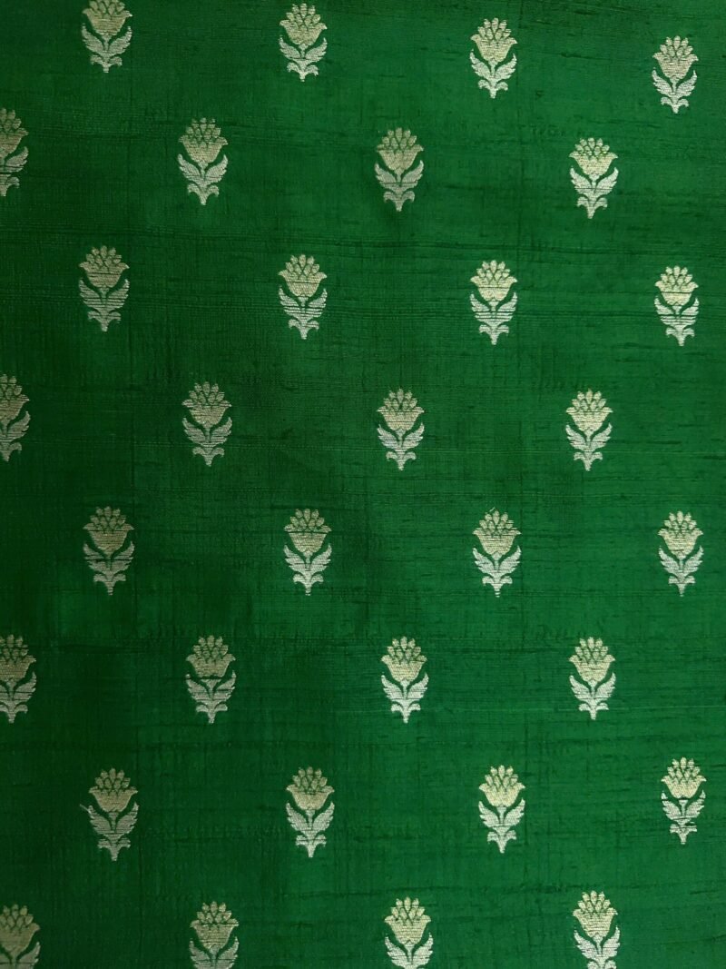 Bottle Green Zari Butta Fabric - Image 2