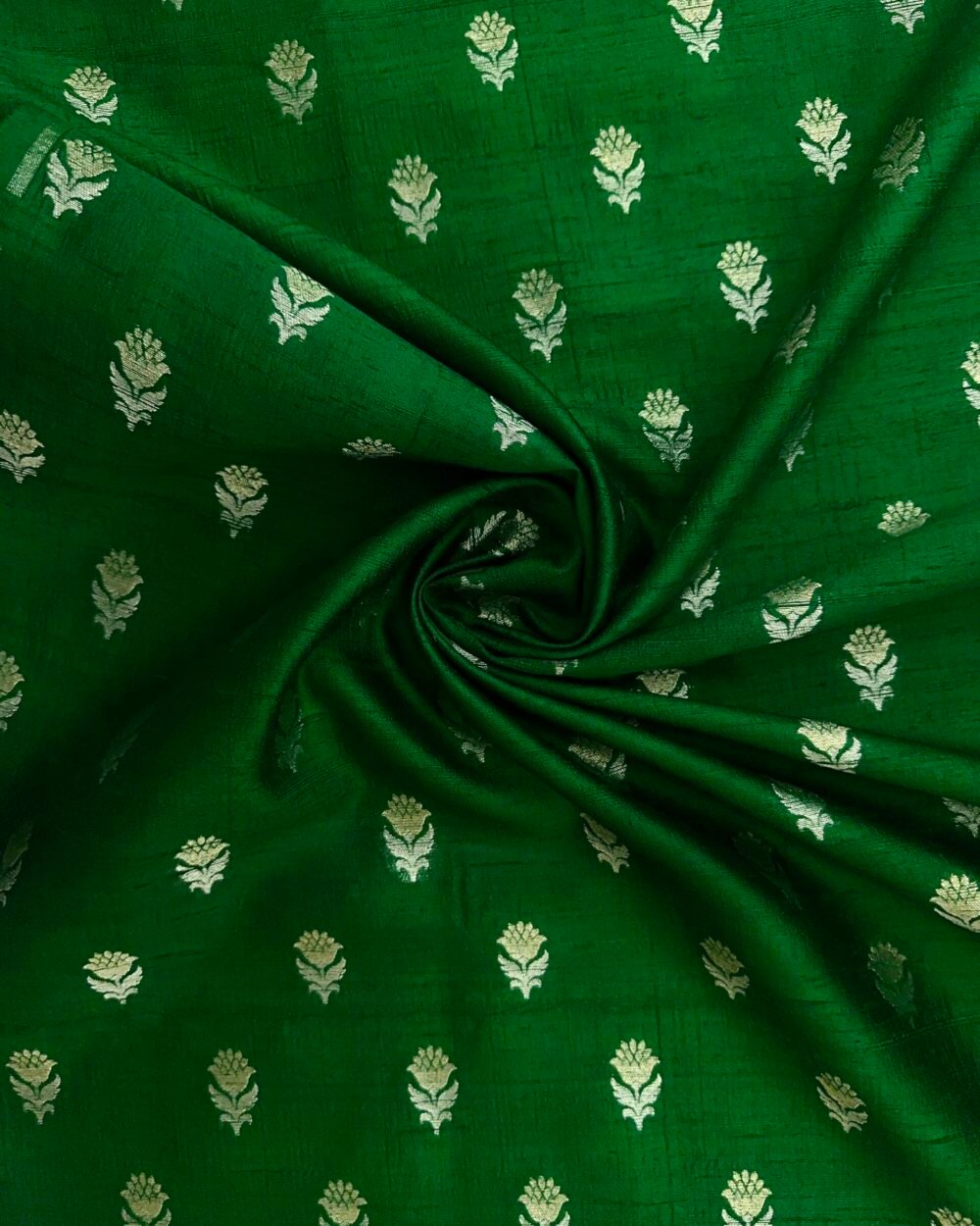 Bottle Green Zari Butta Fabric