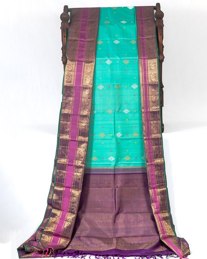 Sea green kanjivaram saree