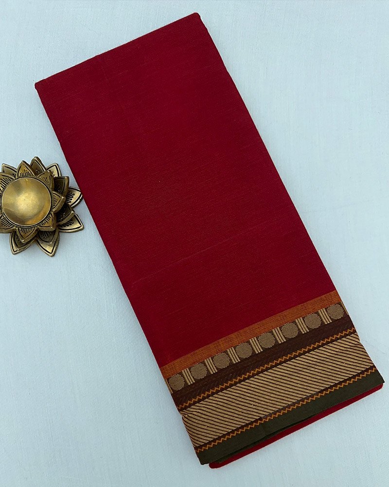 Red Kanchi Cotton Saree