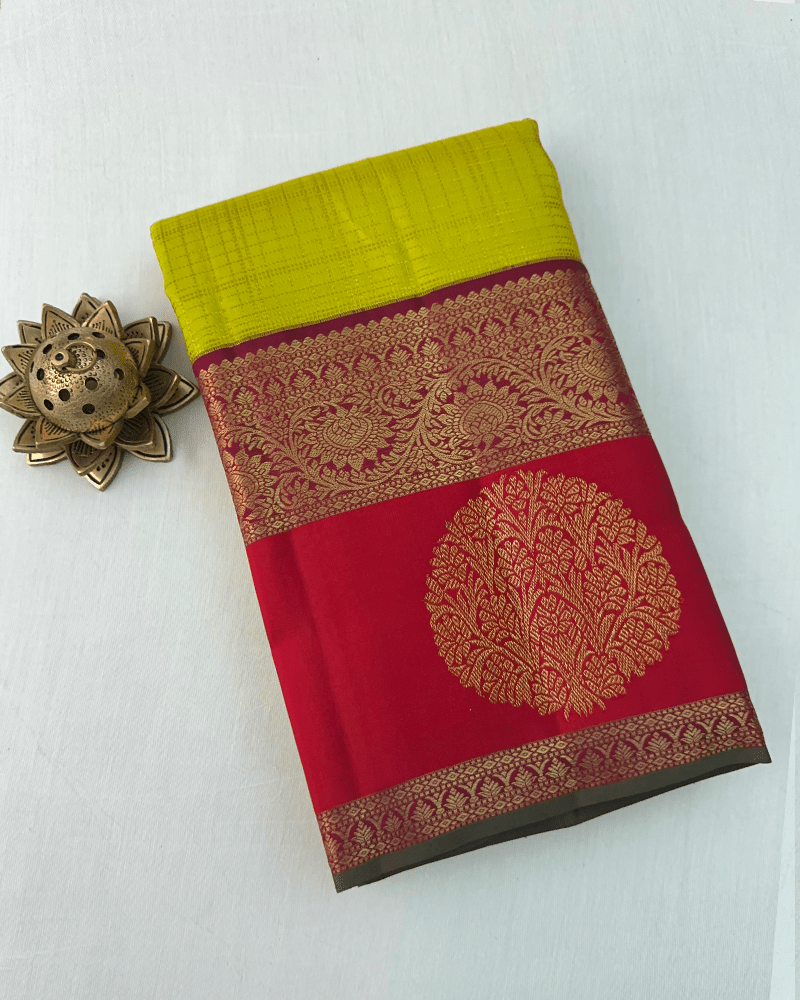 Lemon Grass Green Kanjivaram Saree