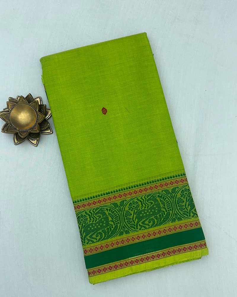 Parrot Green Kanchi Cotton Saree