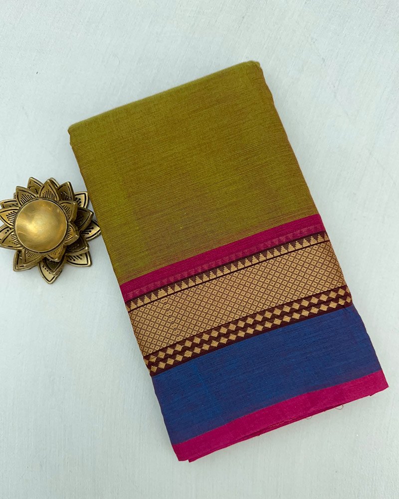 Olive Green Kanchi Cotton Saree
