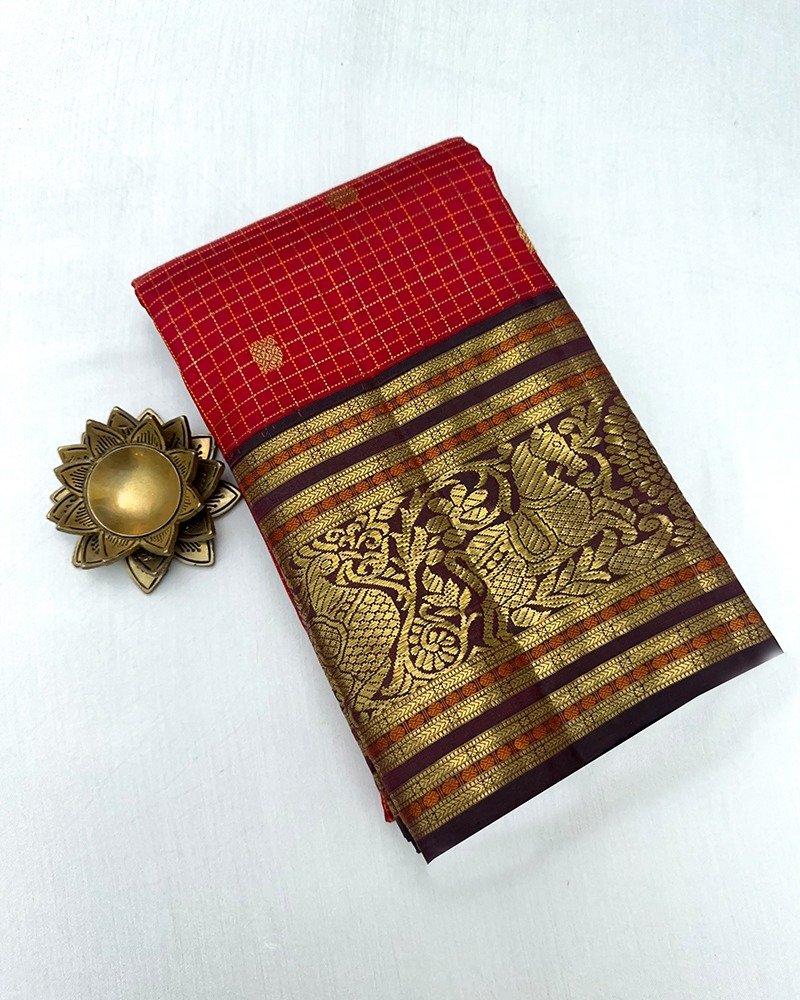 Red Kanchi Pattu Saree